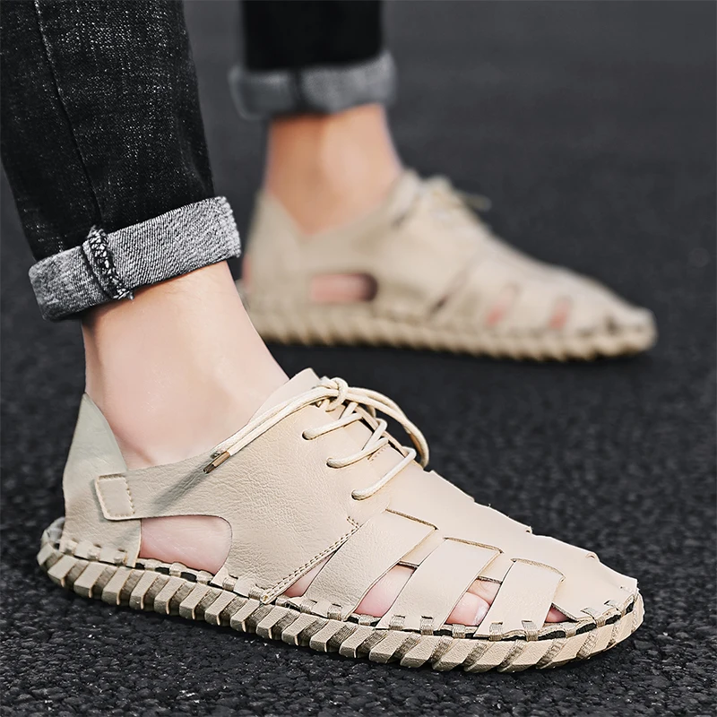 

New Style Summer Sandals for Men Fashion Concise Roman Sandals High Quality Comfortable Beach Shoes Men Low Top Casual Shoes