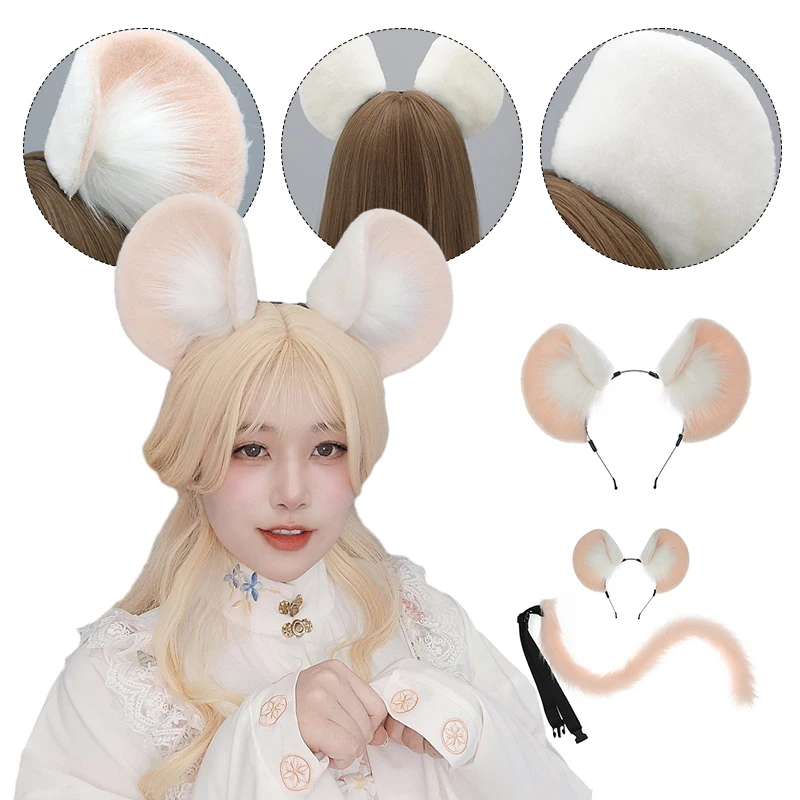 

Cute Furry Animal Beast Ears Headband Hair Hoop Kc Anime Lolita Jk Mouse Plush Ears Cosplay Hair Headwear Accessories