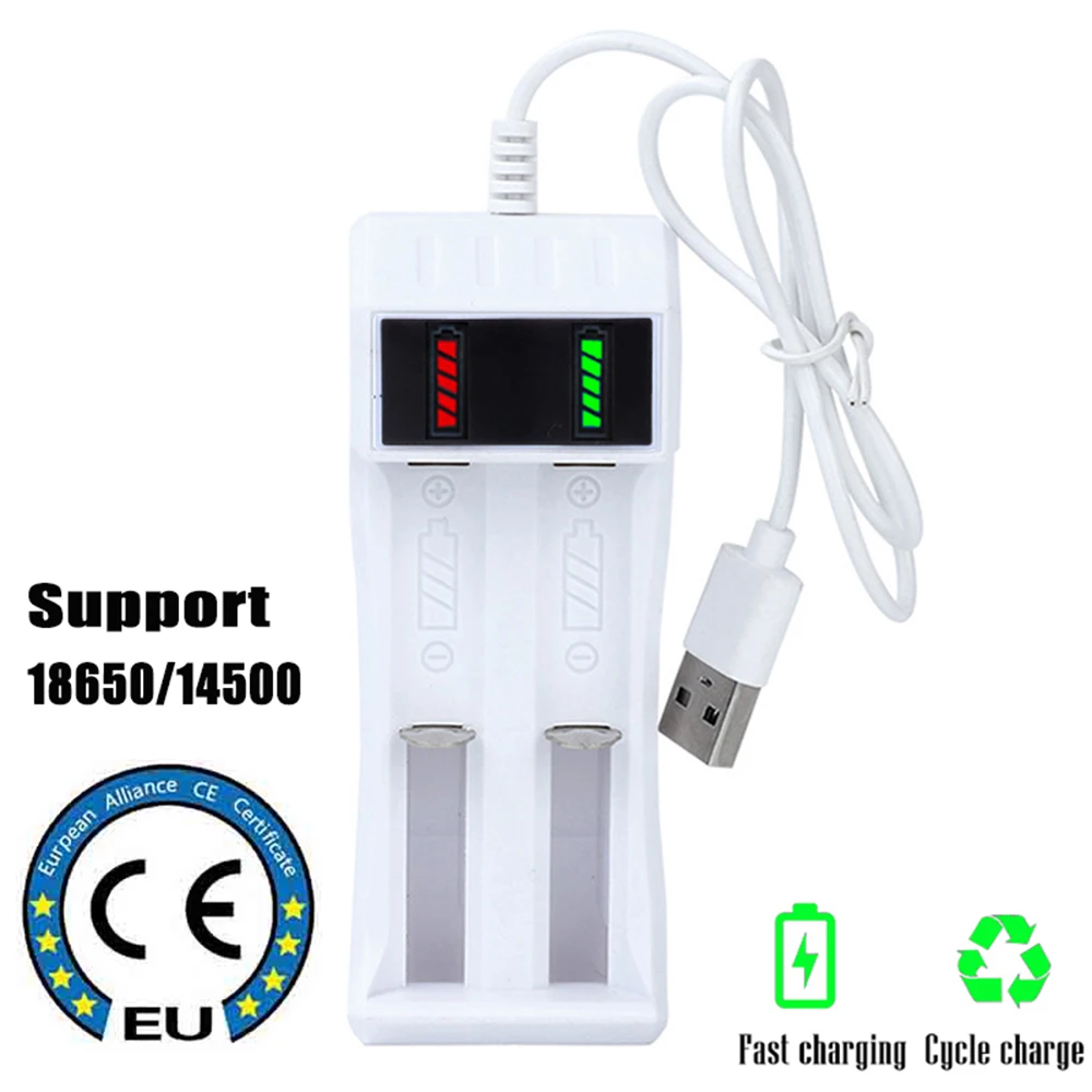 

14500 /18650 Battery Charger Universal 2 Slot Li-ion Battery USB Charger Smart led Chargering for Rechargeable Batteries