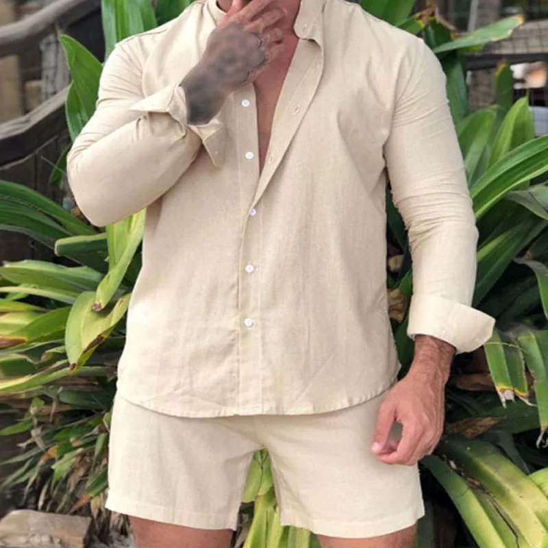 Mens Sets Spring and Summer 2023 Simple Long Sleeve and Shorts Suit Loose Cotton and Linen Mens Multicolor Two Piece Suit
Mens Sets Spring and Summer 2023 Simple Long Sleeve and Shorts Suit Loose Cotton and Linen Mens Multicolor Two Piece Suit
