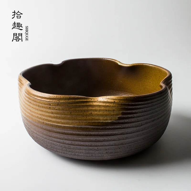 

Japanese Style Coarse Pottery Tea Set Handmade Ceramic Tea Wash Wood Fire Cup Flower Pot Writing-Brush Washer Jianshui Kung Fu T