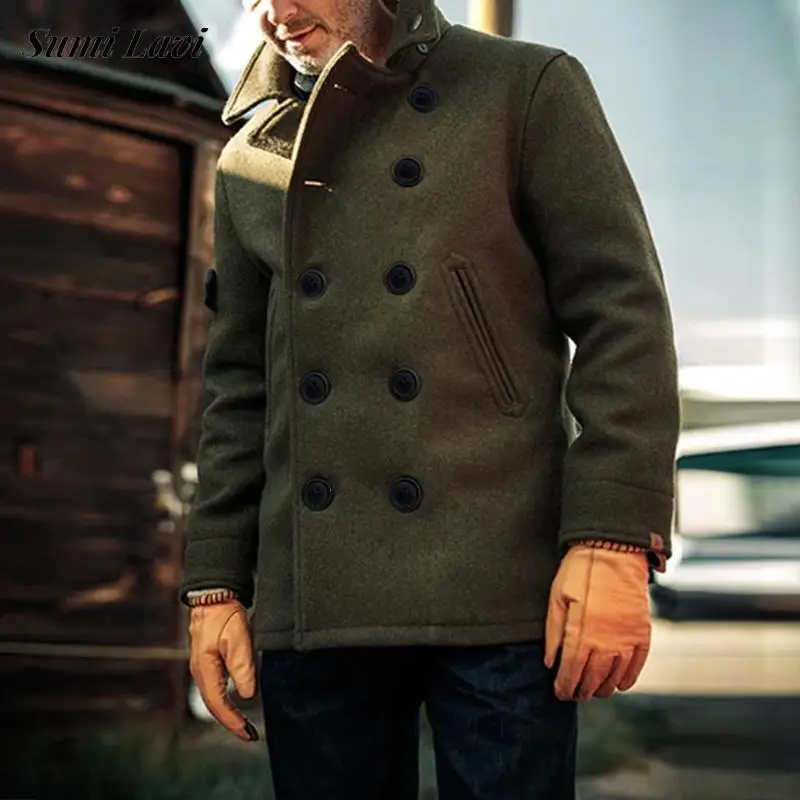 Vintage Double Breasted Woolen Coat Men Jackets Autumn Winter Fashion Pure Color Lapel Straight Jacket For Mens Clothes Outdoor
Vintage Double Breasted Woolen Coat Men Jackets Autumn Winter Fashion Pure Color Lapel Straight Jacket For Mens Clothes Outdoor