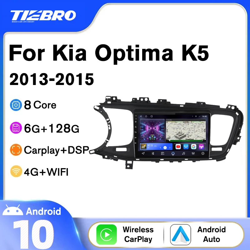 

Tiebro Car Stereo 2DIN Android10 For Kia Optima 3 K5 RHD 2013 2014 2015 6G+128G IPS Auto Radio GPS Navigation Bluetooth Player