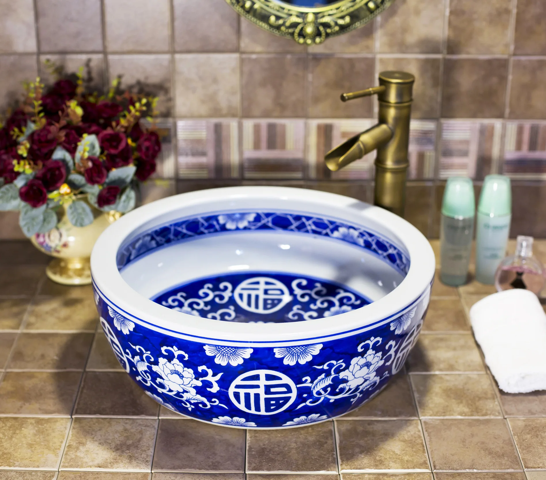 

China Artistic Porcelain Handmade Porcelain Lavabo Bathroom Vessel Sinks ceramic wash basin bathroom washbasin Rectangular