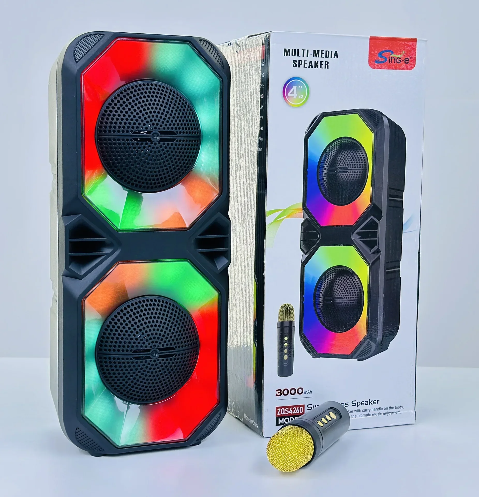 4Inch Dual Horn Bluetooth Speaker Karaoke Subwoofer Outdoor Portable Wireless Stereo Audio Set HousehSold Cinema-level Sound Box
4Inch Dual Horn Bluetooth Speaker Karaoke Subwoofer Outdoor Portable Wireless Stereo Audio Set HousehSold Cinema-level Sound Box