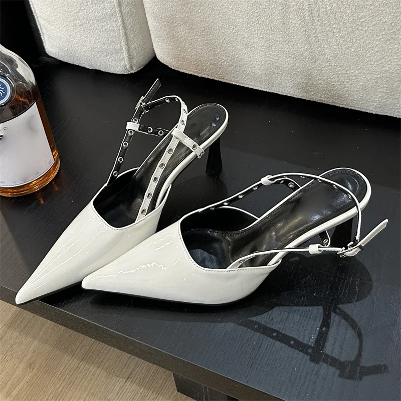 2024 Spring Fashion Designer Buckle Strap Women Pumps Sexy Pointed Toe Thin Heels Elegant Rivet Slingbacks Mule Ladies Shoes
2024 Spring Fashion Designer Buckle Strap Women Pumps Sexy Pointed Toe Thin Heels Elegant Rivet Slingbacks Mule Ladies Shoes