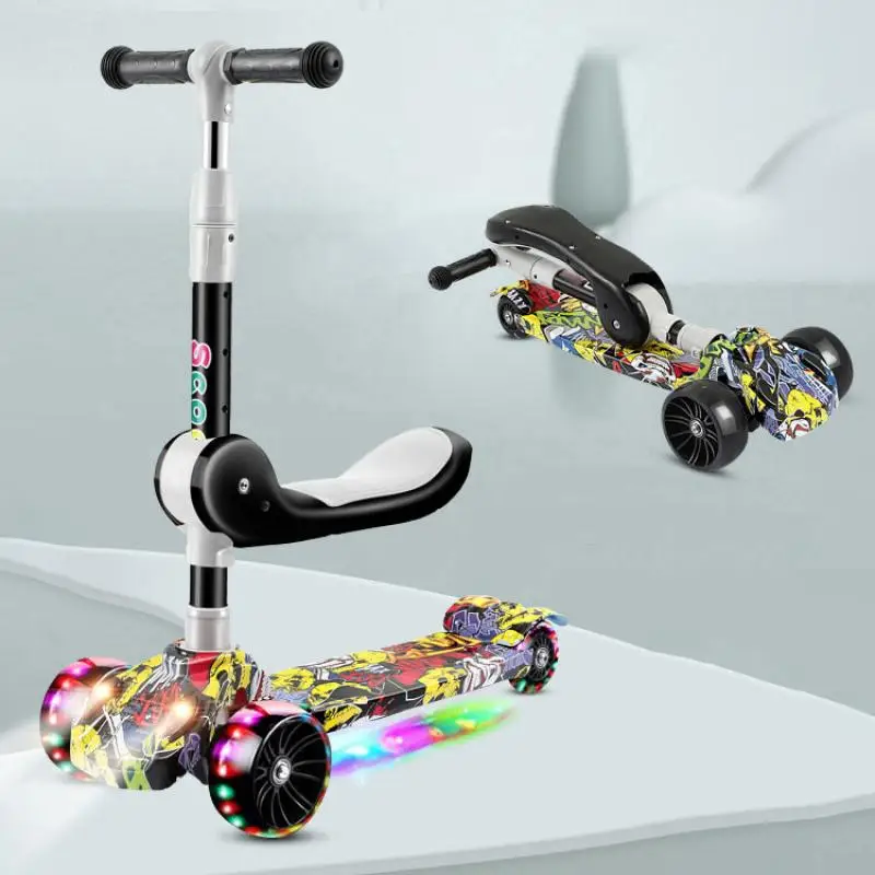

Детские складные скутеры, устройство для седания, музыкальные флэш-колеса, Детский самокат, игрушечный велосипед для езды на велосипеде