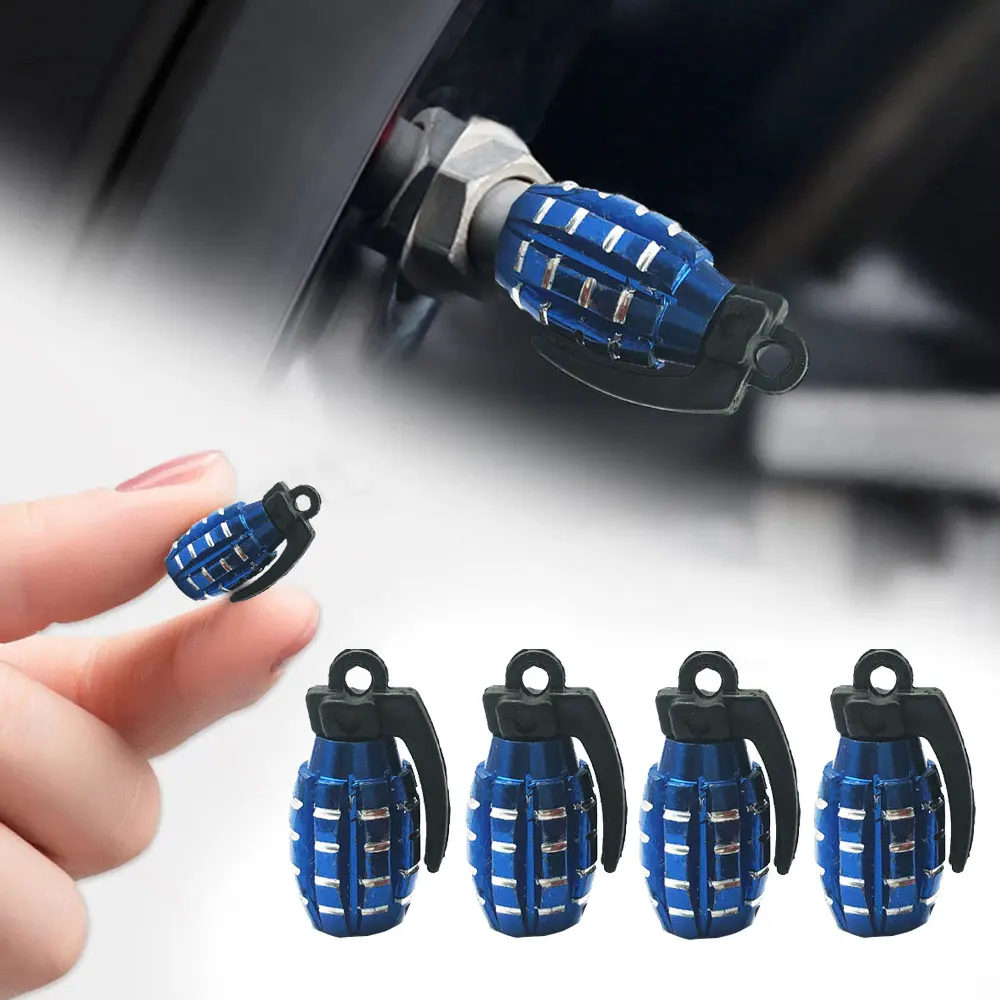 

4pcs Auto Motorcycle Air Dust Cap Valve Stem Cover Nipple Cap Car Tire Valve Caps Grenade Styling Rim Valve Stem Cover Car Decor