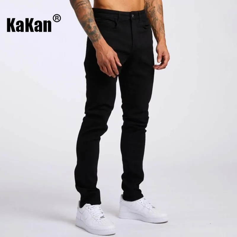 

Kakan - European and American New Black Slim Fit Jeans for Men, Street High Waist Small Feet Long Jeans K16-MGD18