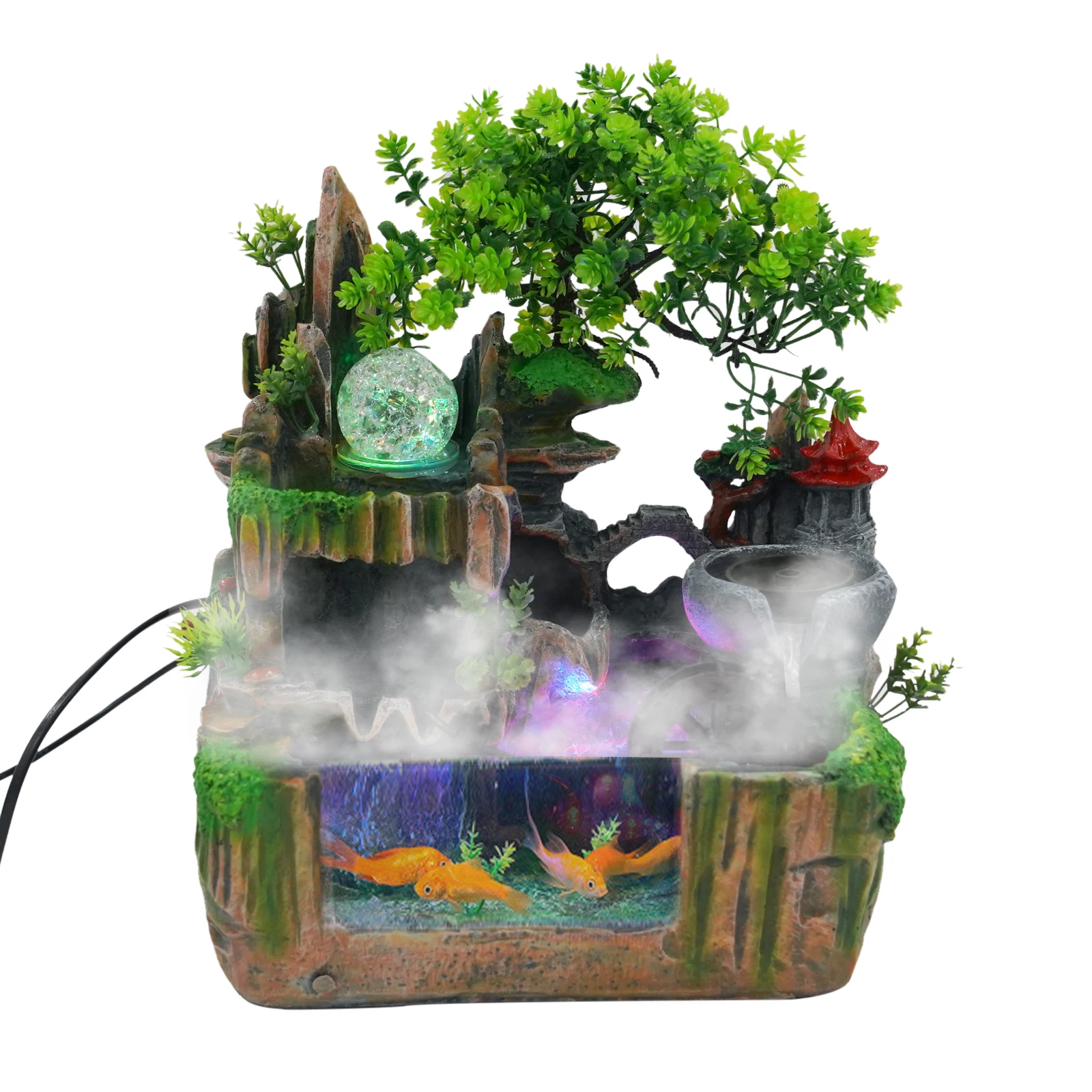 Rockery Fountain Small Rockery Water Fountain Indoor with LED Lamp Atomization Effect Suitable for Office Decoration Rockery Fountain Small Rockery Water Fountain Indoor with LED Lamp Atomization Effect Suitable for Office Decoration