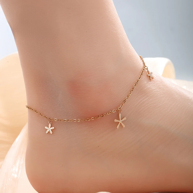 

Shining U Copper Alloy Flower Anklet for Women 18K Gold Color Fashion Jewelry Gift