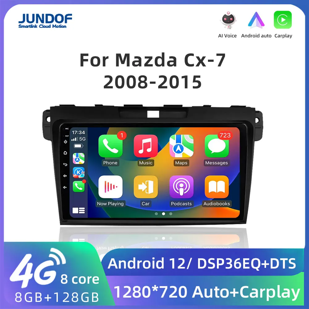 

Jundof 9" 4G Carplay 2din Android Car Radio Multimedia Video Player Navigation GPS For Mazda CX7 CX-7 CX 7 2008-2015 Head Unit