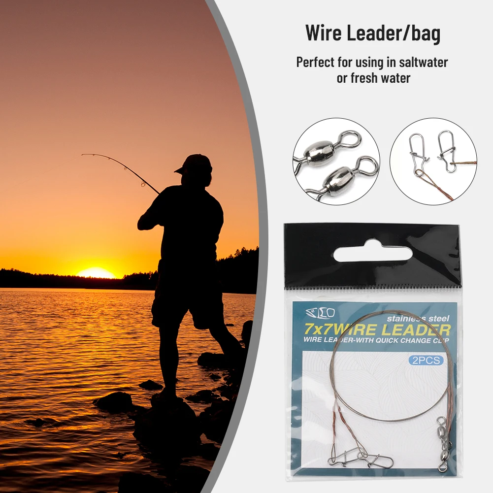 2pcs/Pack Fishing Line Steel Wire Leader With Snap Swivels Wire Leadcore Leash Stainless Steel Fishing Accessories Tackle Tool
2pcs/Pack Fishing Line Steel Wire Leader With Snap Swivels Wire Leadcore Leash Stainless Steel Fishing Accessories Tackle Tool