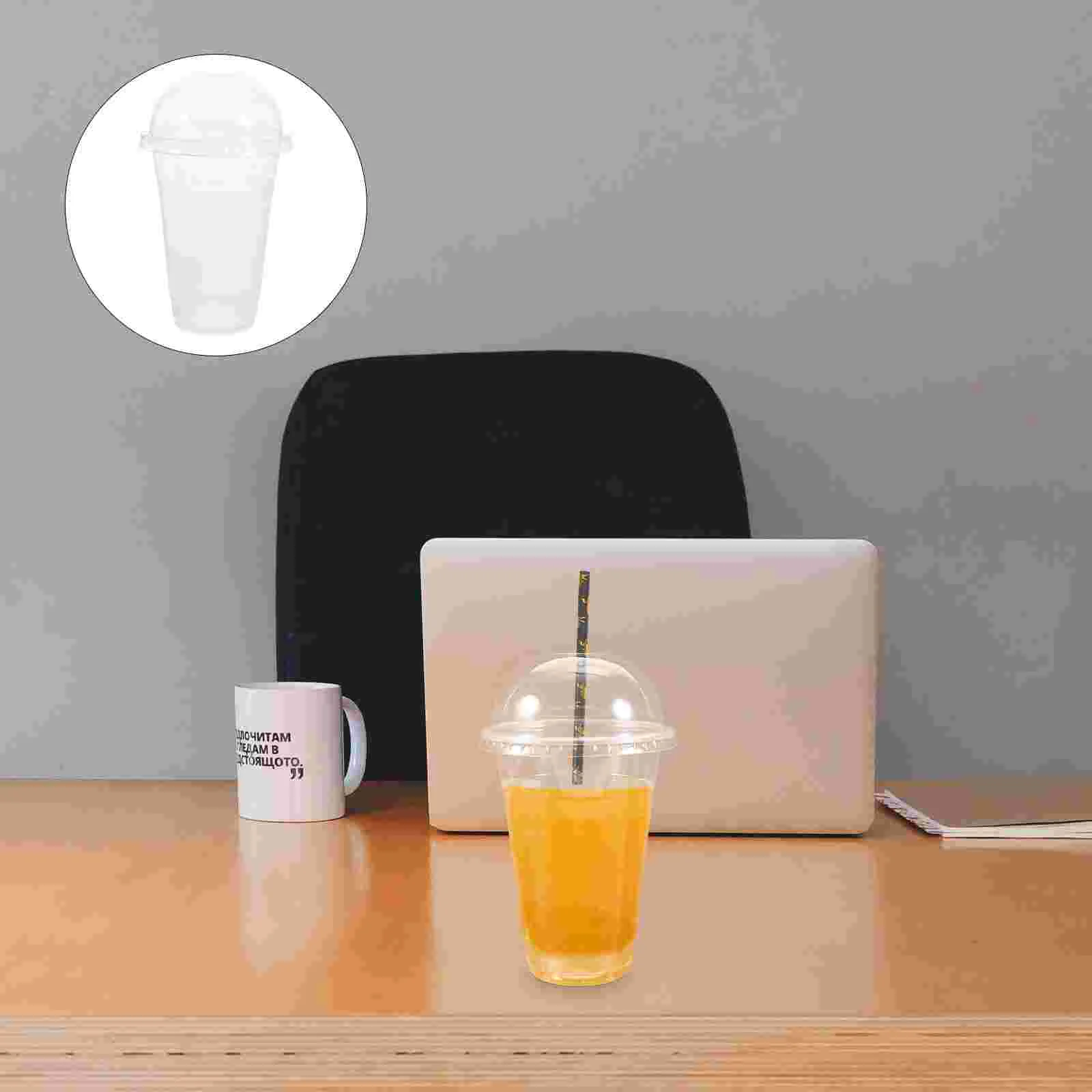 

50 Sets Beverage Coffee Cup Portable Clear Cups Plastic Juice Bubble Tea Fruit with Cover Pp Dessert