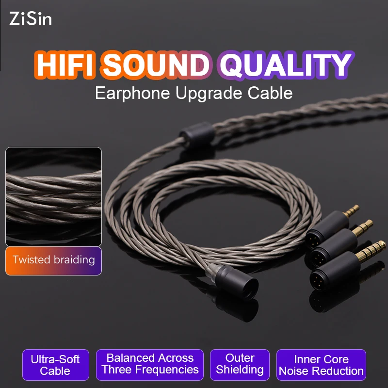 

ZiSin-14 4-Core DIY Litz Earphone Upgrade Cable With Modularity IE900 2PIN MMCX 4PIN XLR For M5 Olina Fudu DZ4 Quintet F1 Pro