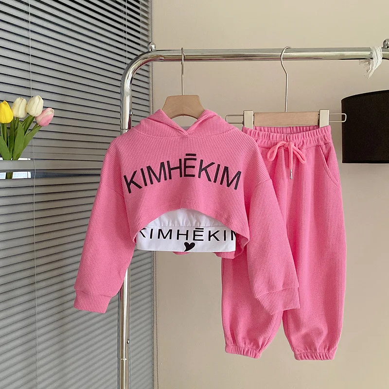Spring Autumn Baby Girls Waffle Alphabet Crop Hoodie+Drawstring Sweatpant+Tee Tops Kids Tracksuit Child 3PCS Outfit Sets 1-9 Yrs
Spring Autumn Baby Girls Waffle Alphabet Crop Hoodie+Drawstring Sweatpant+Tee Tops Kids Tracksuit Child 3PCS Outfit Sets 1-9 Yrs