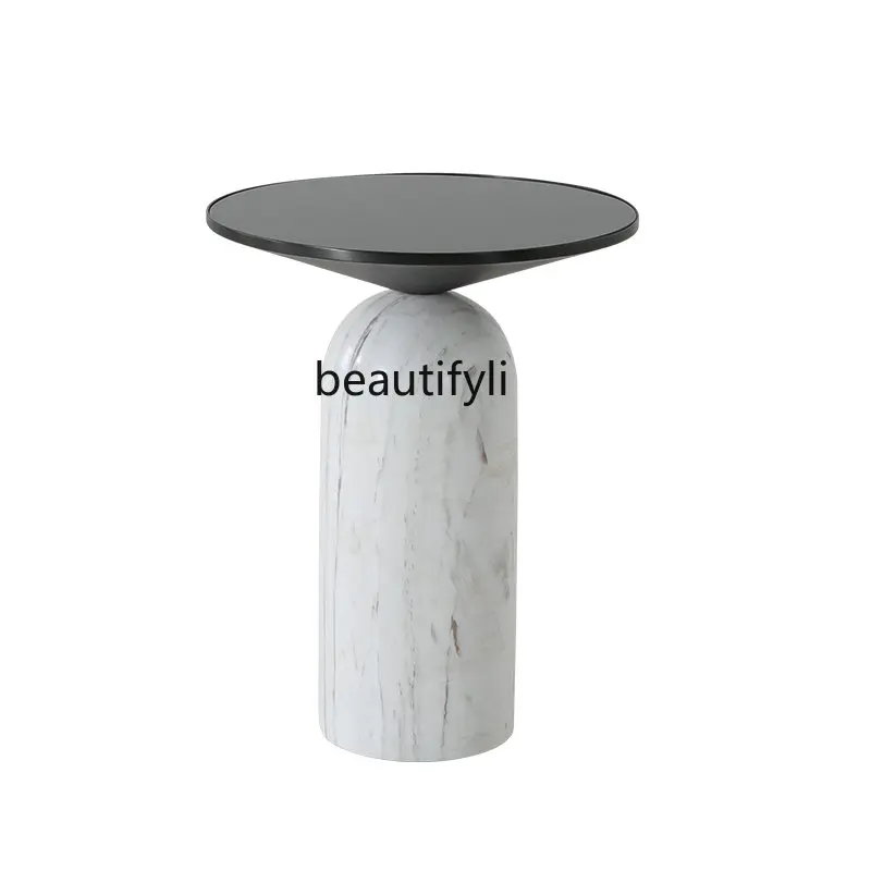 Marble Side Table Light Luxury Sofa Living Room Creative Corner Table Tempered Glass Designer Simple Modern Table 
Marble Side Table Light Luxury Sofa Living Room Creative Corner Table Tempered Glass Designer Simple Modern Table