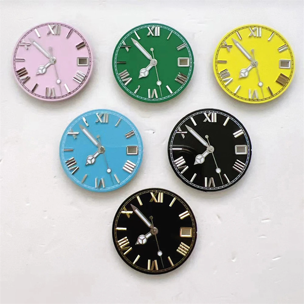 

New 28.5mm Roman Numerals 3D Scale Watch Dial Hands Set, Enamel Watch Faces for NH35 NH36 4R 7S Movement, Nh35 Dial Accessories