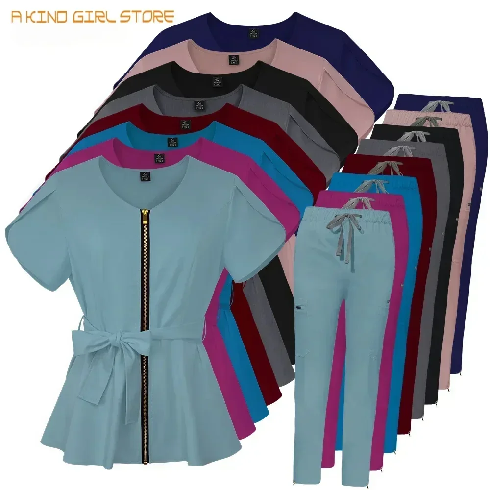 Nurses Uniform Workwear Scrubs Tops+pants Suit Solid Color Nurse Uniform Short Sleeved Pocket Blouse Pharmacy Dentistry Workwear
Nurses Uniform Workwear Scrubs Tops+pants Suit Solid Color Nurse Uniform Short Sleeved Pocket Blouse Pharmacy Dentistry Workwear