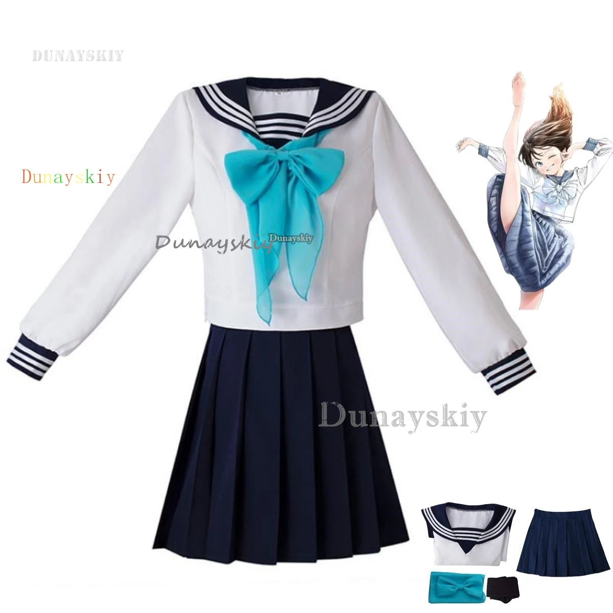 

Anime Akebi's Sailor Uniform Akebi Komichi Cosplay Costume Japanese JK Skirt Sailor Suit Shirt Woman Sexy Kawaii Campus Set