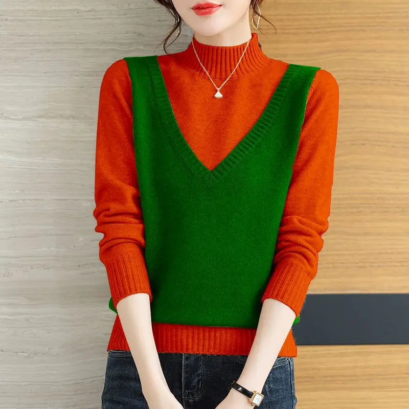 Fashion Knitted Spliced Fake Two Pieces Sweaters Women's Clothing 2023 Autumn Winter Loose Casual Pullovers Commuter Tops
Fashion Knitted Spliced Fake Two Pieces Sweaters Women's Clothing 2023 Autumn Winter Loose Casual Pullovers Commuter Tops