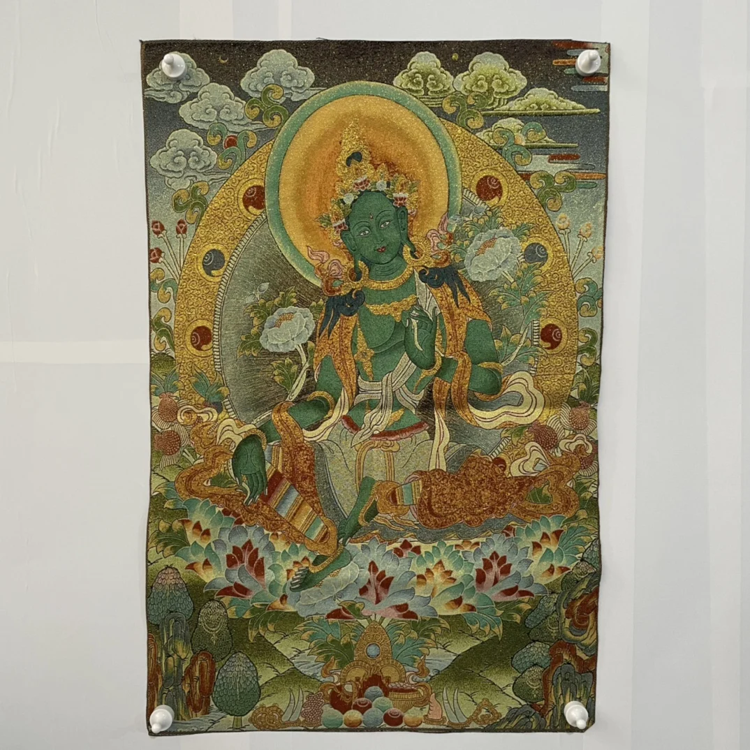 35"Thangka Embroidery Tibetan Buddhism silk Embroidery brocade Nepal Green Tara Sitting Buddha Thangka Town house Exorcism
35"Thangka Embroidery Tibetan Buddhism silk Embroidery brocade Nepal Green Tara Sitting Buddha Thangka Town house Exorcism