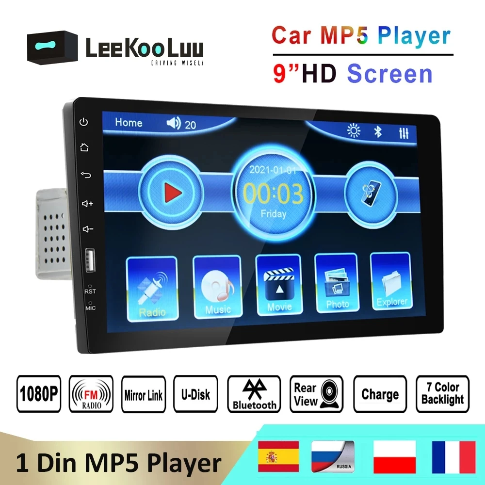 

LeeKooLuu 1 Din Car Radio 7" Touch Screen Bluetooth Stereo 1Din Video Multimedia Player Autoradio USB Mirrorlink MP5 Auto Radio