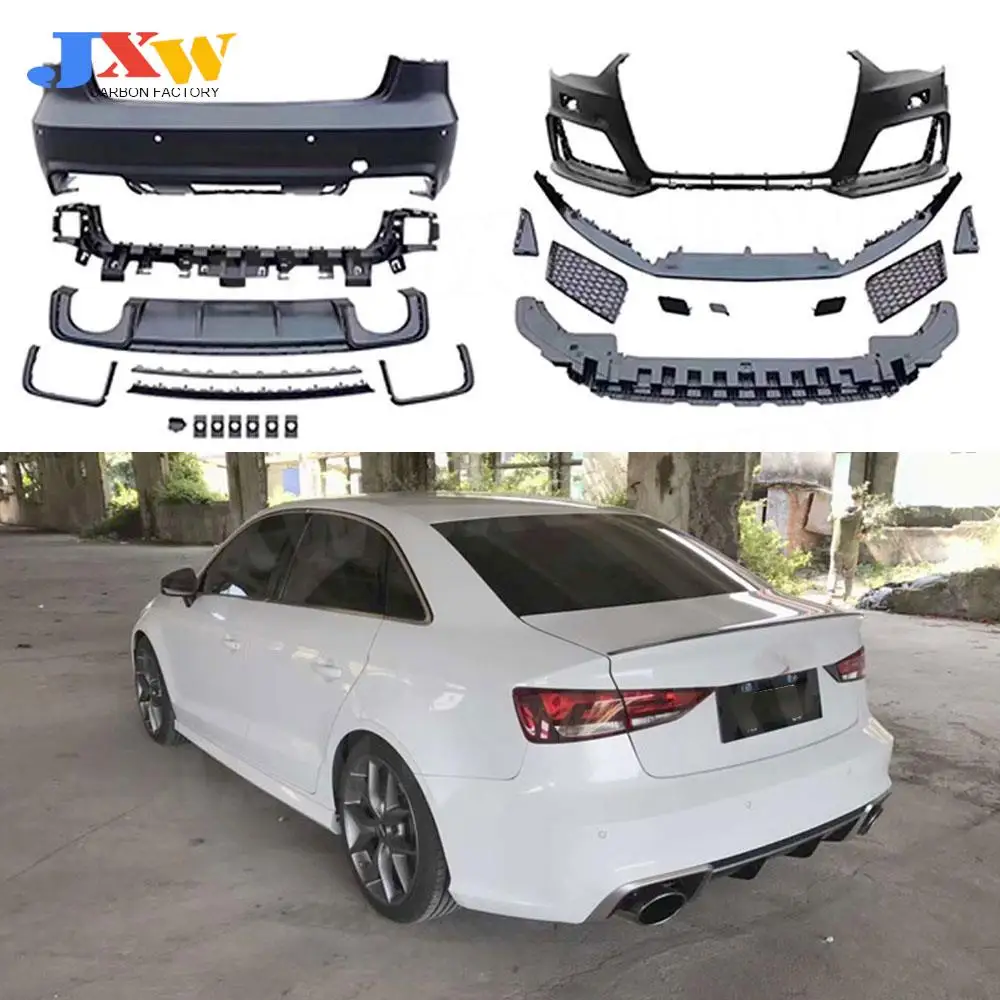 

PP Material Wide Body Kit Front Lip Bumper Rear Hugger Back Diffuser Spoiler For Audi A3 S3 RS3 Style 2014-2016