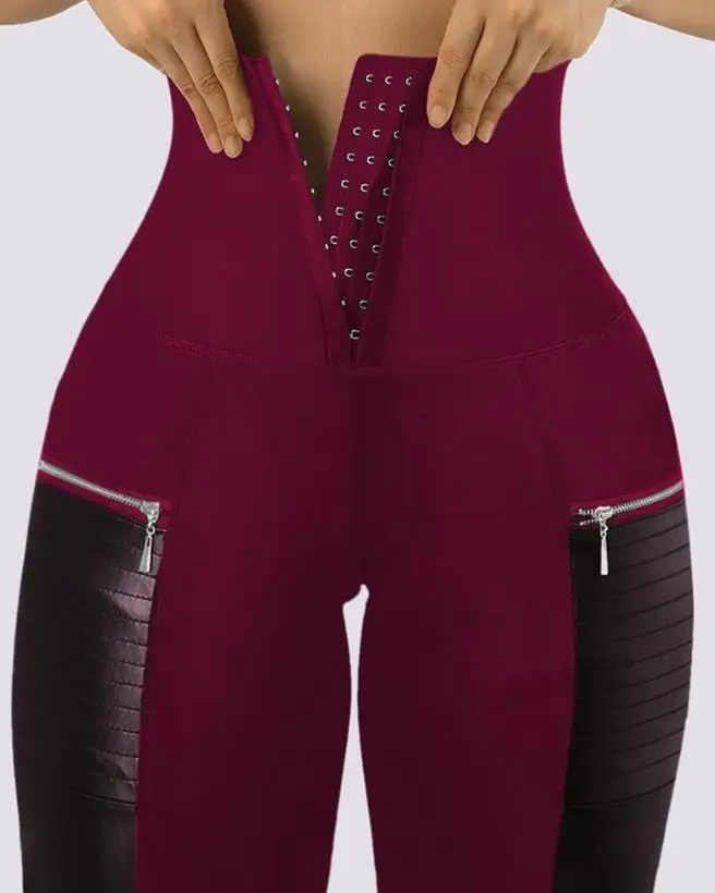 Women's Sports Elastic Skinny Pants Fashion Splicing Zipper Design High Waist Tummy Control Yoga Pants Daily Casual Long Pants
Women's Sports Elastic Skinny Pants Fashion Splicing Zipper Design High Waist Tummy Control Yoga Pants Daily Casual Long Pants