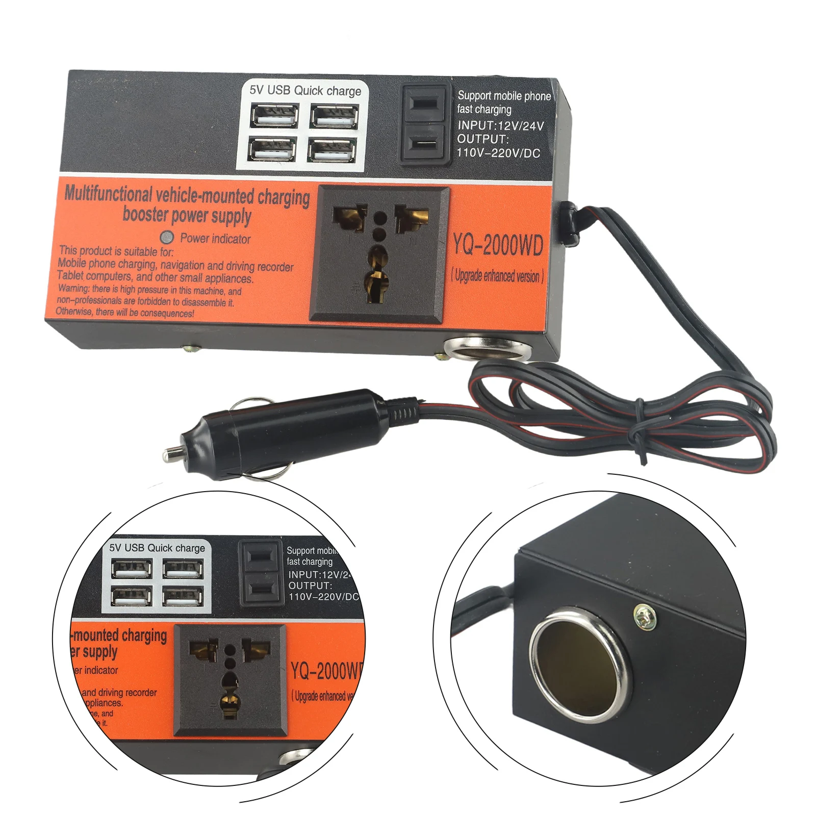 1pc New Car Converter Power Inverter 1500W DC12V/24V To DC110V/220V Converter Trip 4USB Ports Universal For Most Of Cars
1pc New Car Converter Power Inverter 1500W DC12V/24V To DC110V/220V Converter Trip 4USB Ports Universal For Most Of Cars