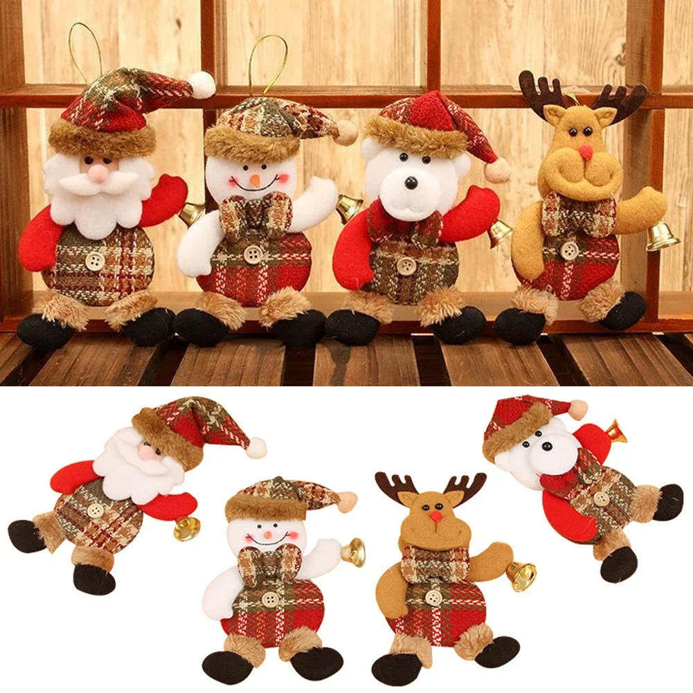 

Merry Christmas Fabric Santa Claus Snowman Elk Plush Doll Pendant Christmas Tree Hanging Decoration Ornament for Home Decor
