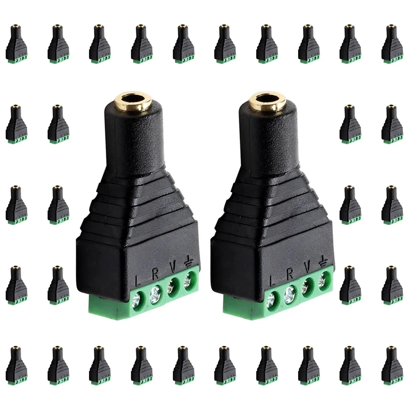 

5/20/100PCS 3.5mm 4 Pole Female Stereo Audio Video to 4Pin Screw Terminal Female Headphone Balun Terminal Block Plug connector