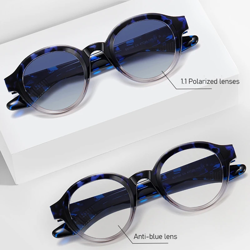 

Retro Round Punk Men TR90 Frame Sunglasses Fashion Clear Anti Blue Light Eyewear Women Luxury Rivets Sun Glasses UV400