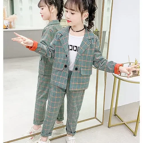 Fashion Girls Clothing Sets Spring Autumn Kids Plaid Suit Long-Sleeved Girls Outfits Children School Clothes 4 6 8 10 12 Years
Fashion Girls Clothing Sets Spring Autumn Kids Plaid Suit Long-Sleeved Girls Outfits Children School Clothes 4 6 8 10 12 Years
