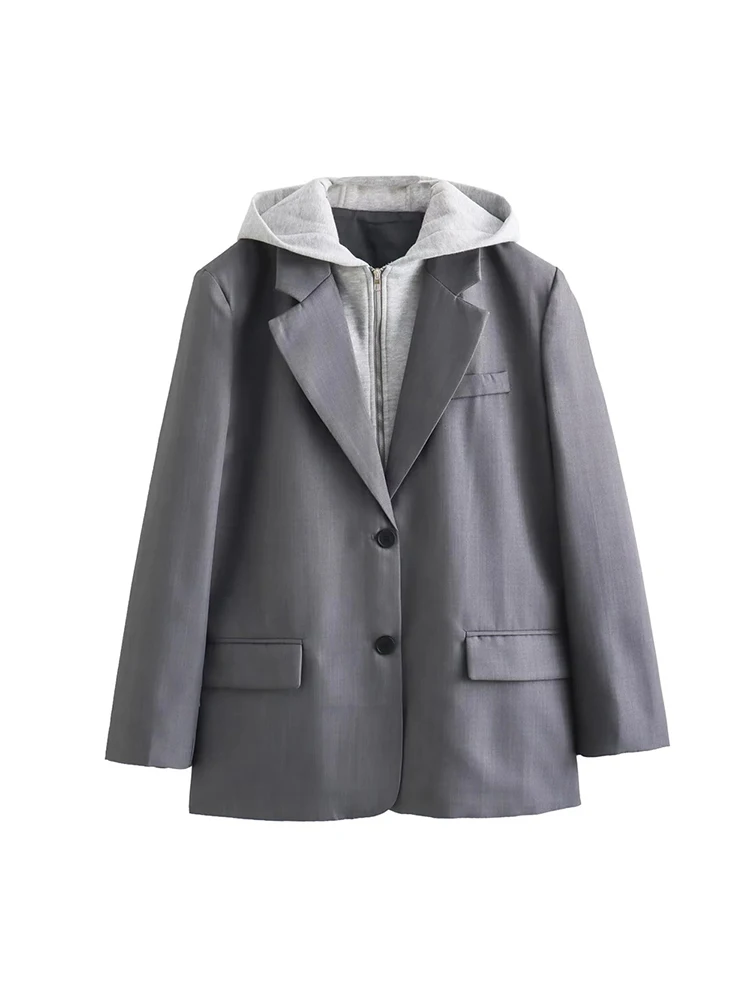 Spring Autumn Womens Streetwear Loose Gray Jackets Outwear Fashion Fake Two Pieces Patchwork Hoodeies Black Long Blazers
Spring Autumn Womens Streetwear Loose Gray Jackets Outwear Fashion Fake Two Pieces Patchwork Hoodeies Black Long Blazers