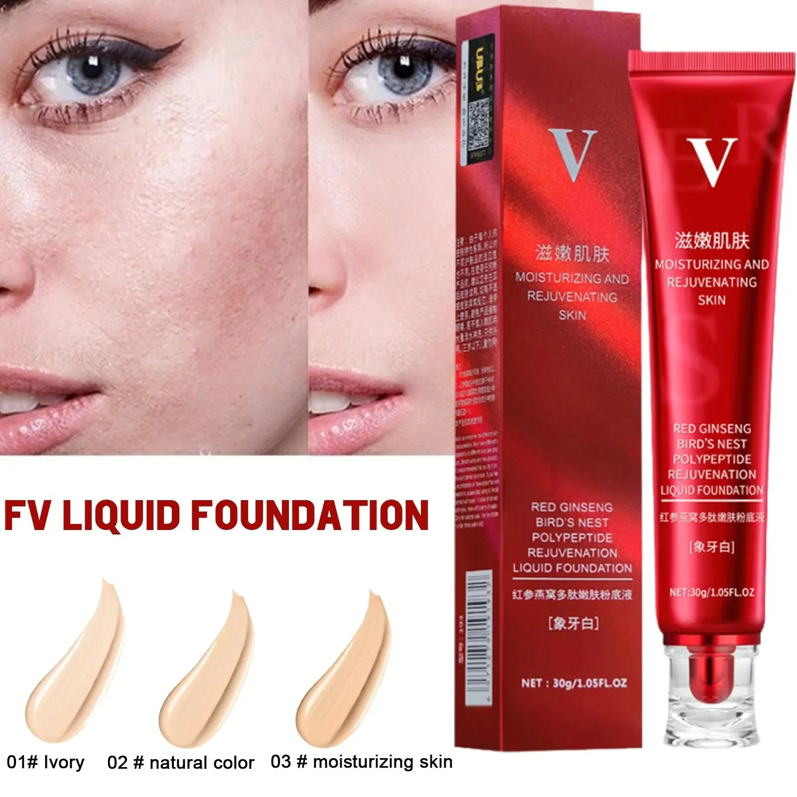 

Base líquida FV para maquillaje, crema hidratante, resistente al agua, con control de aceite, extractos de hierbas de lujo preci