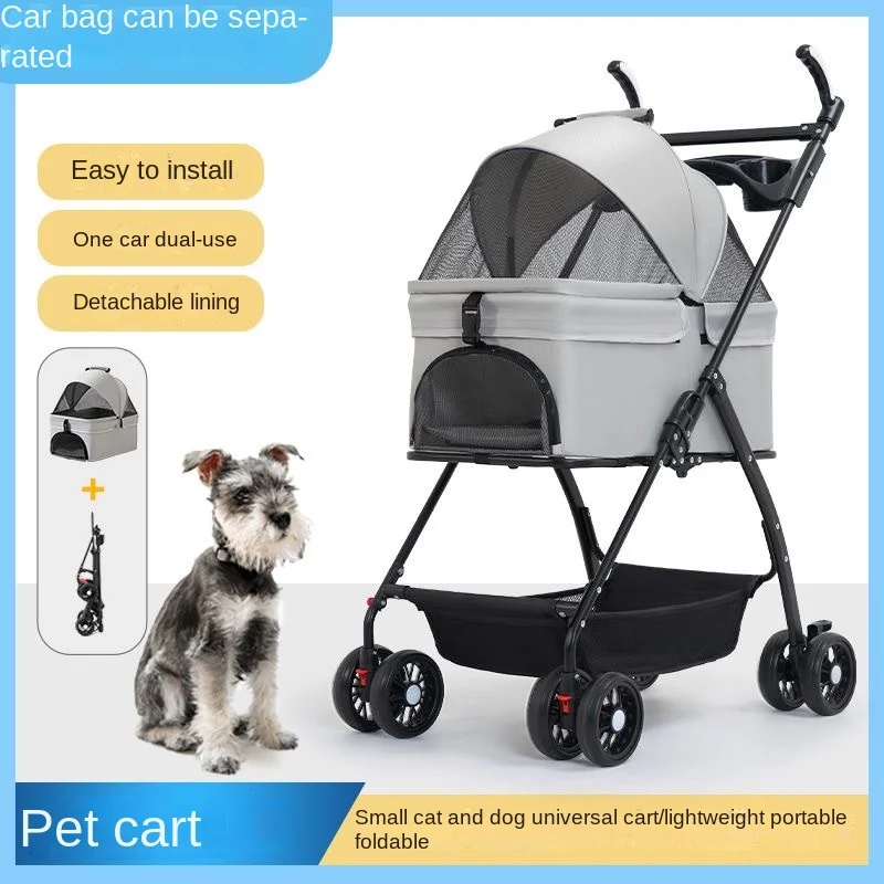 

Pet Cat and Dog Cart, Dog, Cat, Teddy Baby Stroller, Outdoor Small Pet Cart, Dog Cart, Lightweight and Foldable