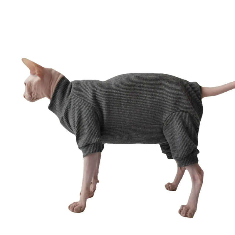 

Spring, Autumn, and Winter Belly Protection Four Legged Clothes Sphinx Hairless Cat German Clothing Pure Cotton High Elasticity