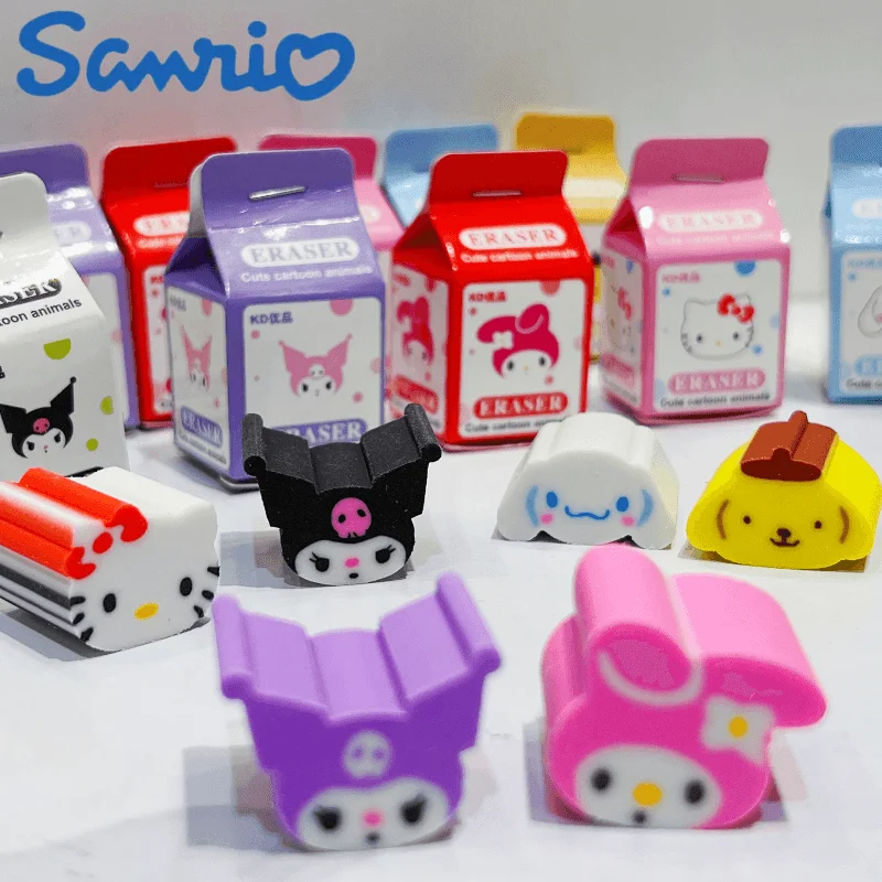 

New Sanrio Eraser 9/36pcs Kuromi Melody Cinnamoroll Boxed Cartoon Kawaii Stationery Clean Eraser School Students Halloween Gifts