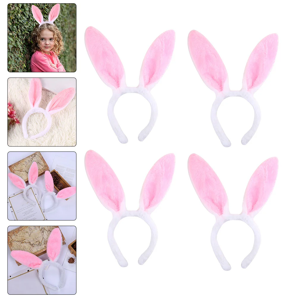 

4 Pcs Bunny Ear Headband Clothing Easter Headwear Hair Clasp Cosplay Fabric Party Clasps Decorative Rabbit Child Ears Hoops