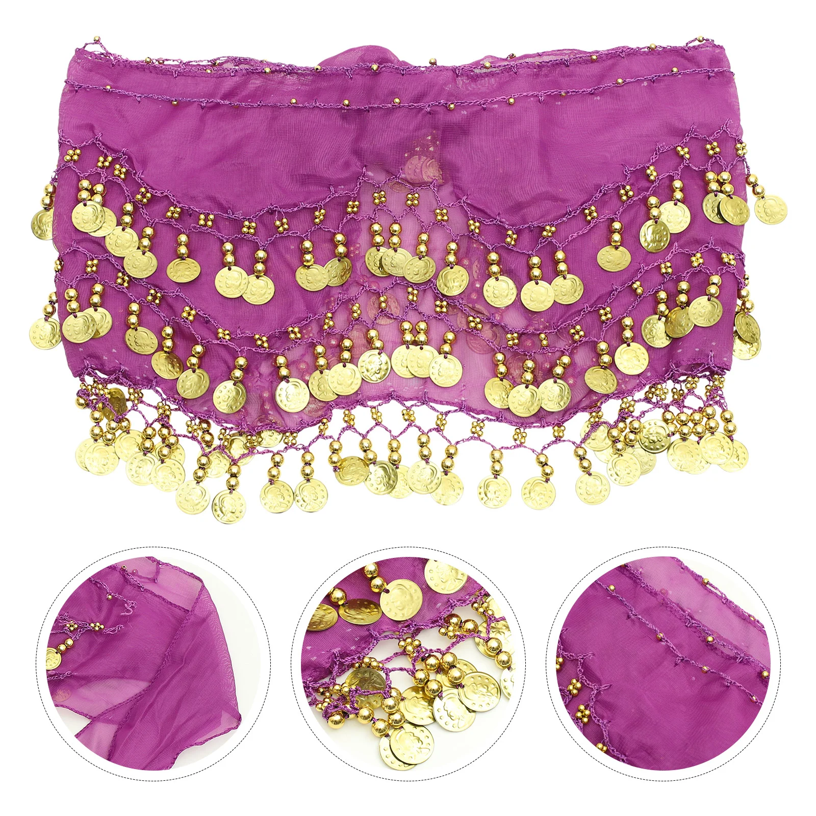 Women Chiffon Dangling Hip Scarf 3 Rows 128 Coins Belt for Chiffon Dresses For Women Dancing (Purple)
Women Chiffon Dangling Hip Scarf 3 Rows 128 Coins Belt for Chiffon Dresses For Women Dancing (Purple)