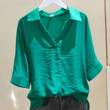 Summer Women's Blouse Solid Pullover Tops for Women Short Sleeve Top White V-neck Clothing 2022 Straight Basic Blouses for Woman
Summer Women's Blouse Solid Pullover Tops for Women Short Sleeve Top White V-neck Clothing 2022 Straight Basic Blouses for Woman