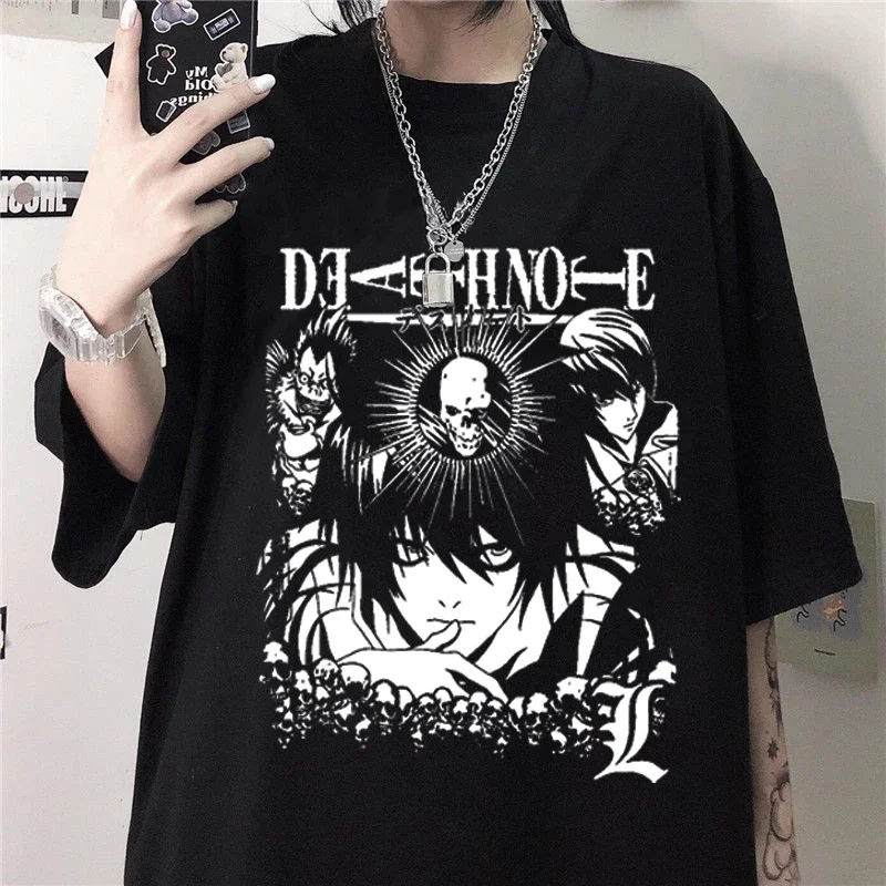 

Women T-Shirt Anime Death Note T Shirt Female Kawaii Cartoon Tshirt Bleach Ichigo Graphic Tees Misa Manga Summer Tops Unisex Tee