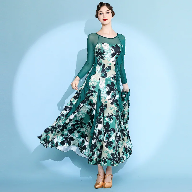 Sexy Lace Ballroom Dance Dress New Woman Printing Long Sleeves Waltz Tango Dance Dresses Standard Ballroom Dress
Sexy Lace Ballroom Dance Dress New Woman Printing Long Sleeves Waltz Tango Dance Dresses Standard Ballroom Dress
