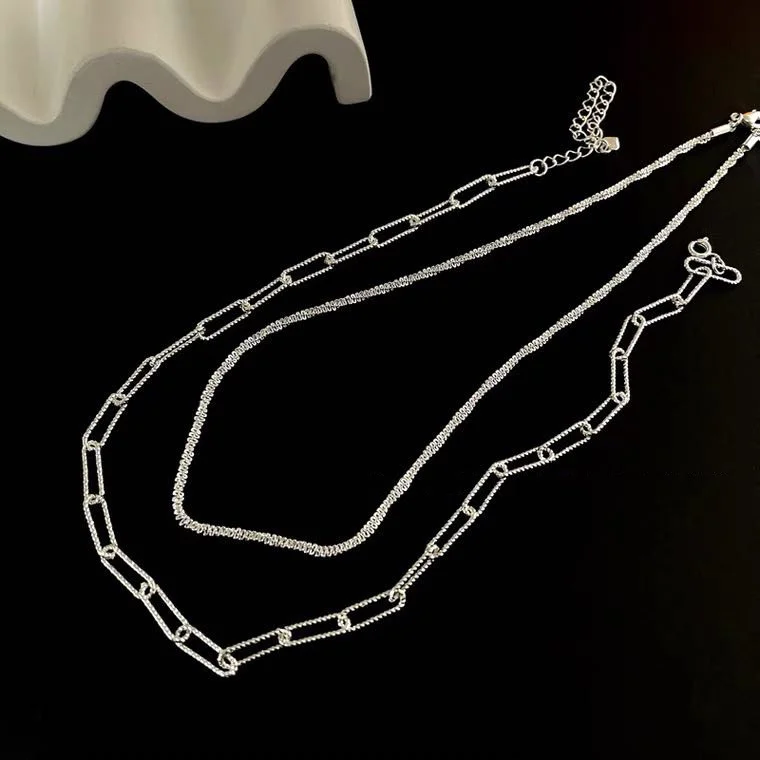 Tanio 925 posrebrzane musujące naszyjnik kobiet obojczyka Choker Chain Trend sklep