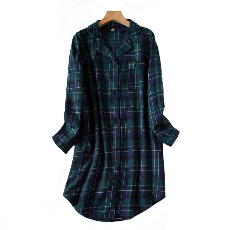 

Plus Size 16-26 Lady Flannel 100% Cotton Nightgown Long Sleeve Button Down Sleepshirt Sleepwear Boyfriend Nightshirt Pajama Tops