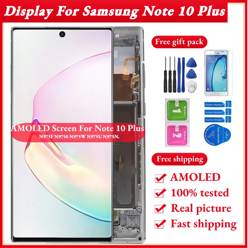 

Touch Screen Digitizer Replacement with Frame, AMOLED for Samsung Galaxy Note 10 Plus, LCD Screen, N975F N9750 N975W N975U N975N