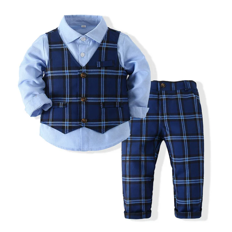 

Spring Autumn Baby Boys Clothing Set Toddler Children Gentleman Suit For Wedding Party Formal Costume 3pcs Kids Clothes Sets