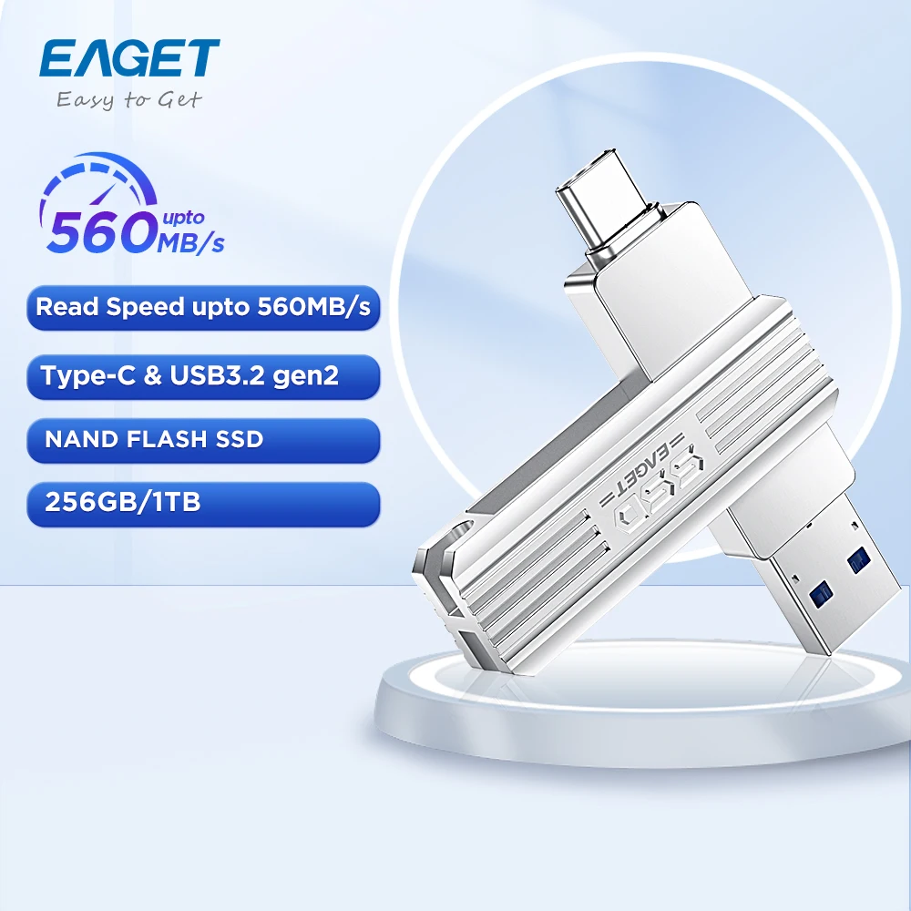 

EAGET USB 3.2 Solid State Pen Drive 560MB/s High Speed SU22 Type C Flash Drive SSD 1TB 512GB 256GB 128GB Gen 2 Pendrive Flash