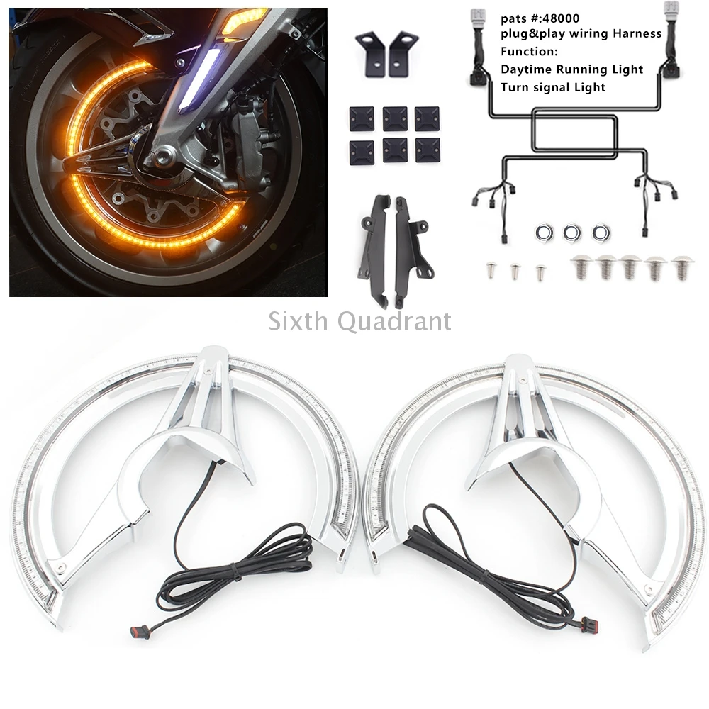 New Chrome Motorcycle Accessories Brake Disc Rotors Covers With LED Light For Honda Gold WingTour DCT Airbag 2018-up GL1800
New Chrome Motorcycle Accessories Brake Disc Rotors Covers With LED Light For Honda Gold WingTour DCT Airbag 2018-up GL1800